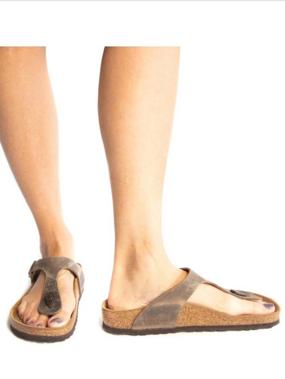 Birkenstock Gizeh Oiled Leather Women's Thong Sandals Tobacco Brown